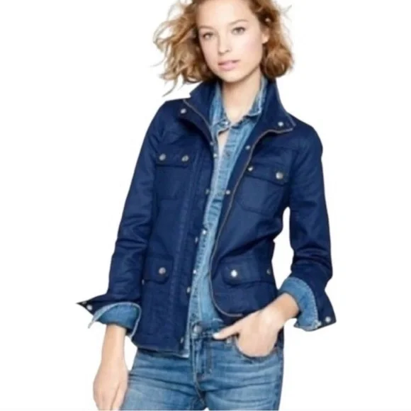 J. Crew Women's Deep Blue Utility Weighted Jacket - Picture 2 of 7